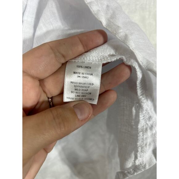 ForCynthia Beachwear 100% Linen Tank XL White Collar Pockets Cover Up - Picture 8 of 11